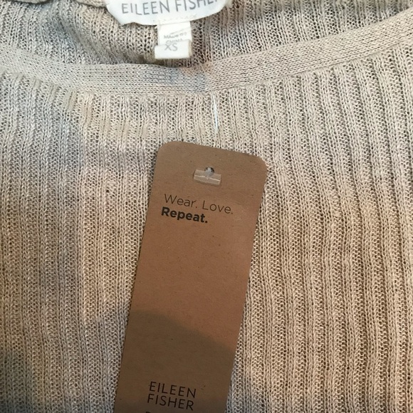 Eileen Fisher Renew collection 100% Linen Light weight tan ribbed sweater- XS - Picture 3 of 5